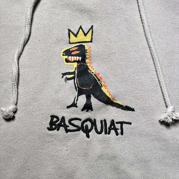 Jean-Michel Basquiat Long Sleeve Hoodie Dinosaur T-Rex Men’s Size Medium - Picture 3 of 8